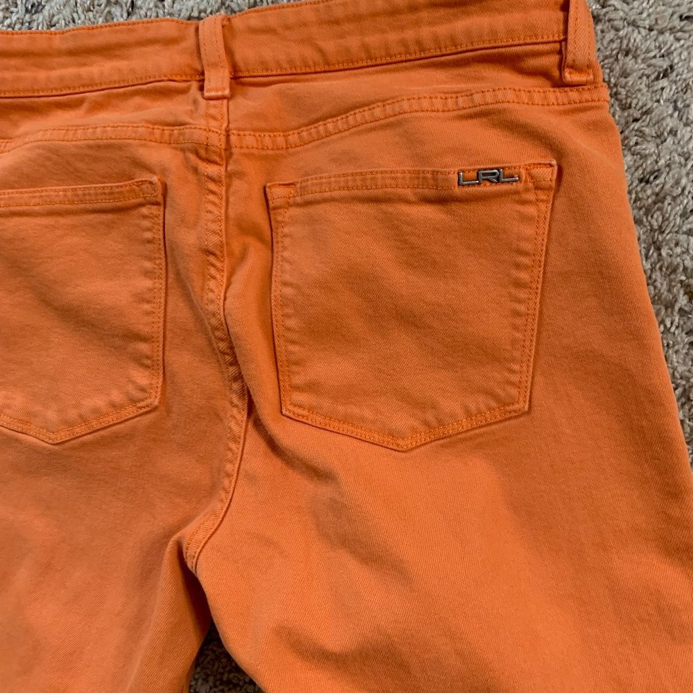 Ralph Lauren Petite Orange Cropped Denim Jeans - Picture 3 of 5